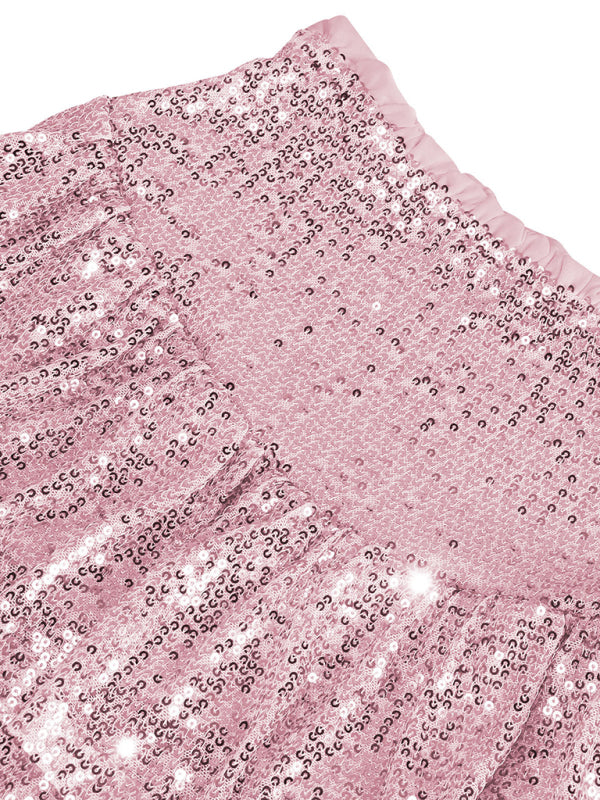 Sequin Pleated Double Layer Skirt