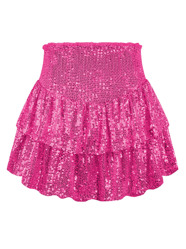 Sequin Pleated Double Layer Skirt