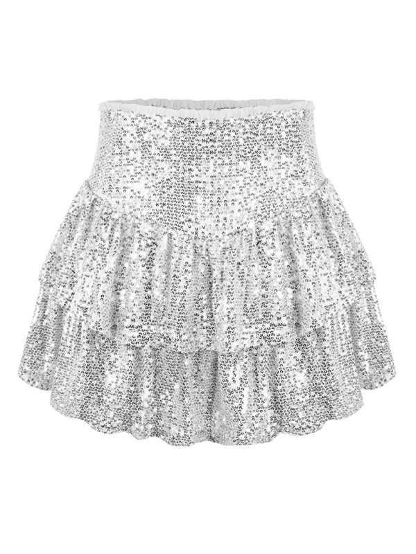 Sequin Pleated Double Layer Skirt