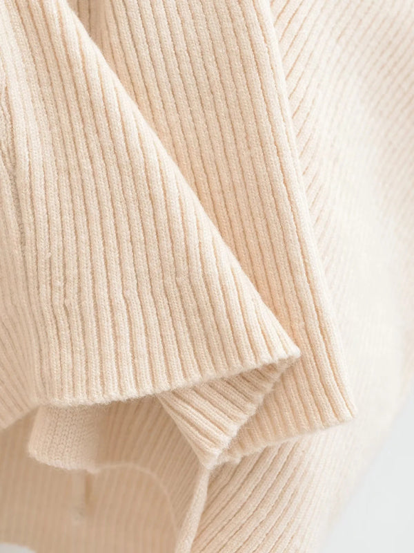 Cardigã de Malha às Riscas com Decote em V para Mulher