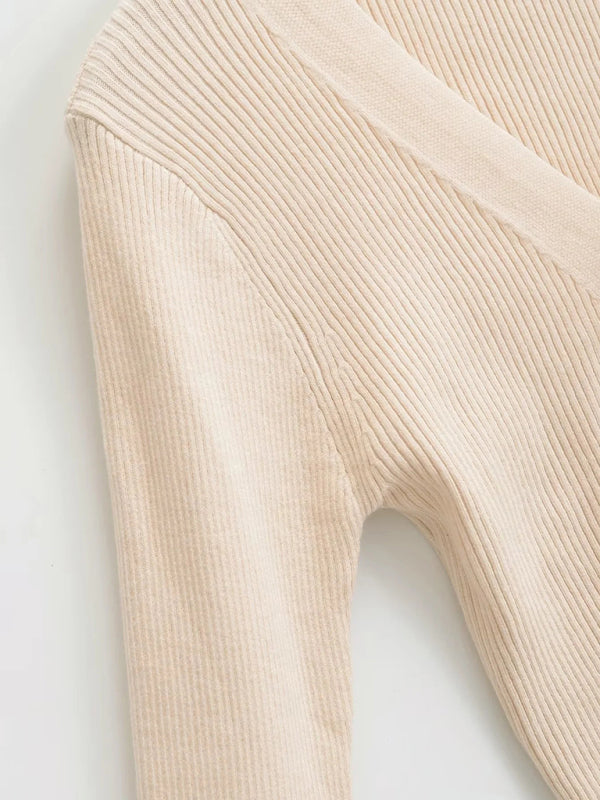 Cardigã de Malha às Riscas com Decote em V para Mulher