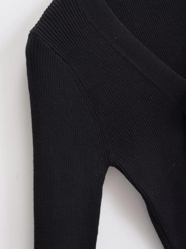 Cardigã de Malha às Riscas com Decote em V para Mulher