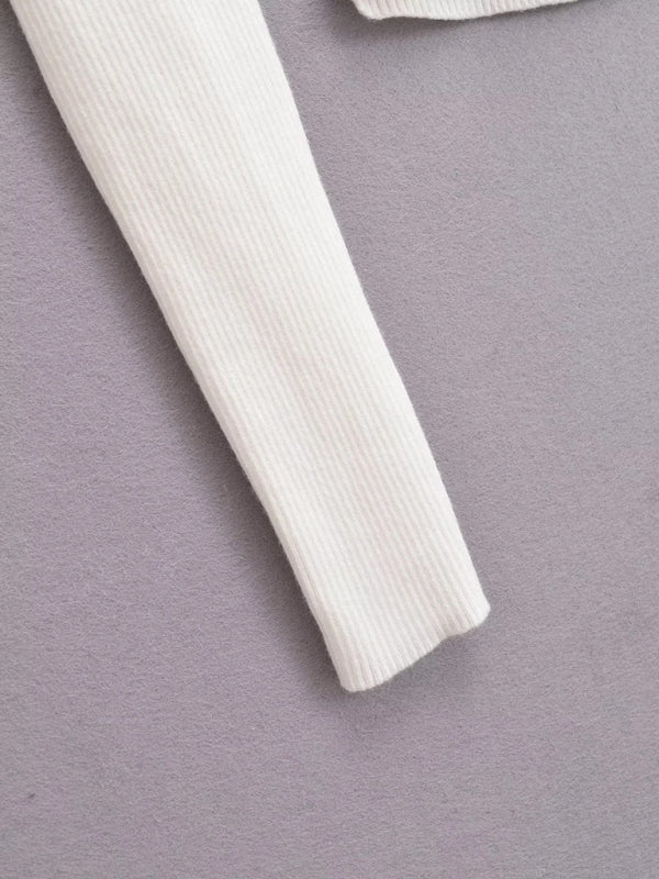 Cardigã de Malha às Riscas com Decote em V para Mulher