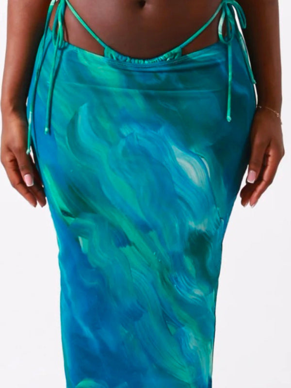 Printed Strappy Bikini Set with Skirt – Sexy Fit for Beach & Poolside