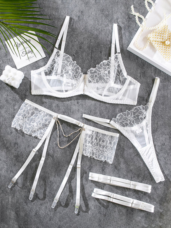 Floral Lace Woven Lingerie Set – Smiling Maria