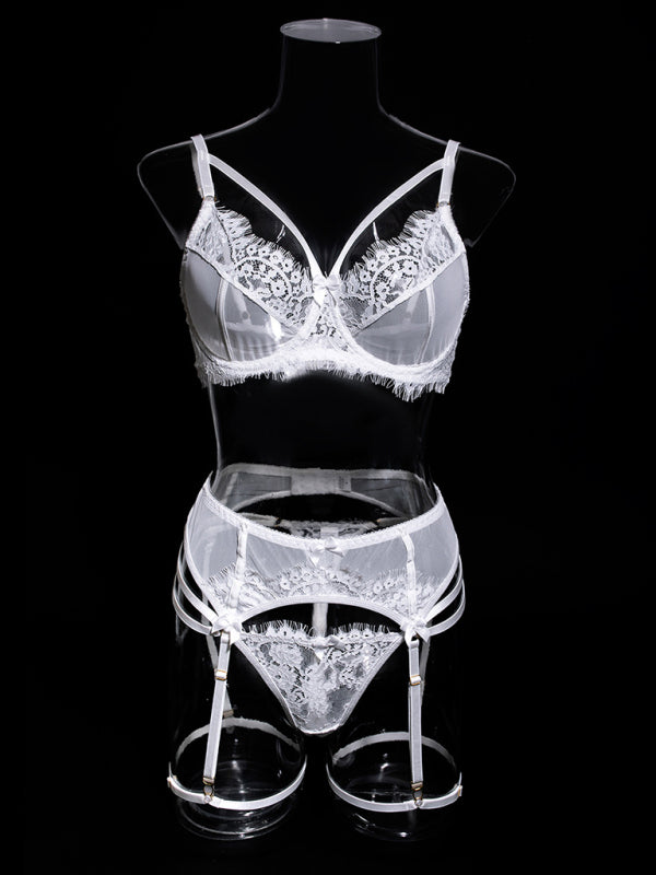 Lace Trimmed Lingerie Set – Backless Design, Soft Stretch Fabric