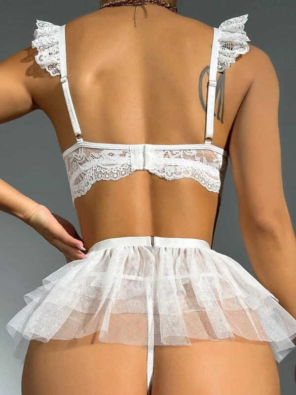 Sexy Hollow Backless Lingerie Set – Woven Lace Design, Four-Season Wear