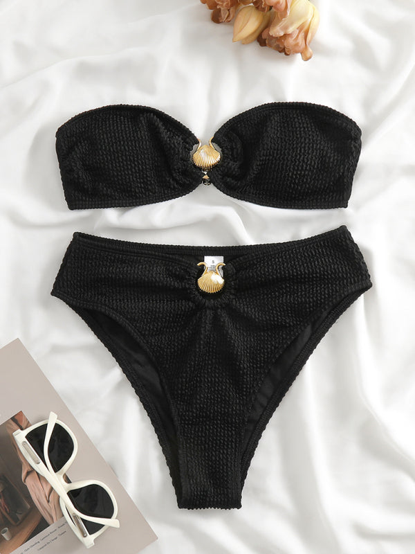 Wave Pattern Split Bikini – Sexy Two-Piece Swimsuit with Moderate Stretch