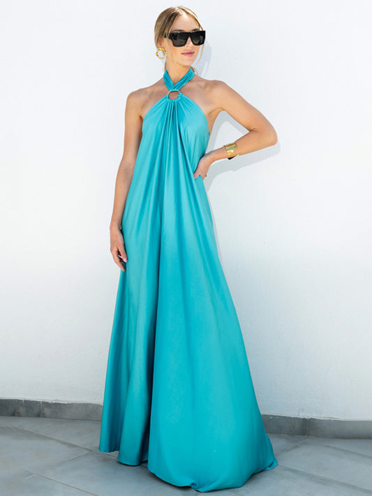 Satin Suspender Midi Dress – Elegant A-Line Fit for Spring & Summer