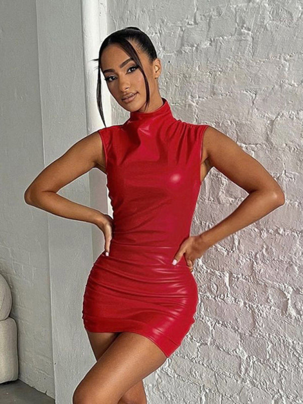 Sleeveless Pleated Bodycon Dress – Elegant Fit