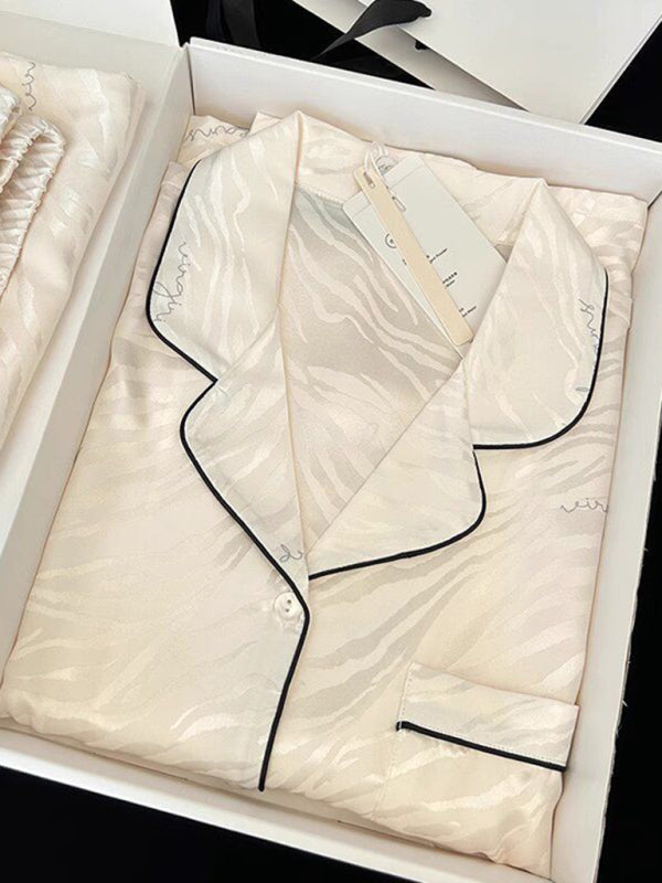 Ice Silk Long-Sleeve Pajama Set – Lightweight & Breathable Home Loungewear