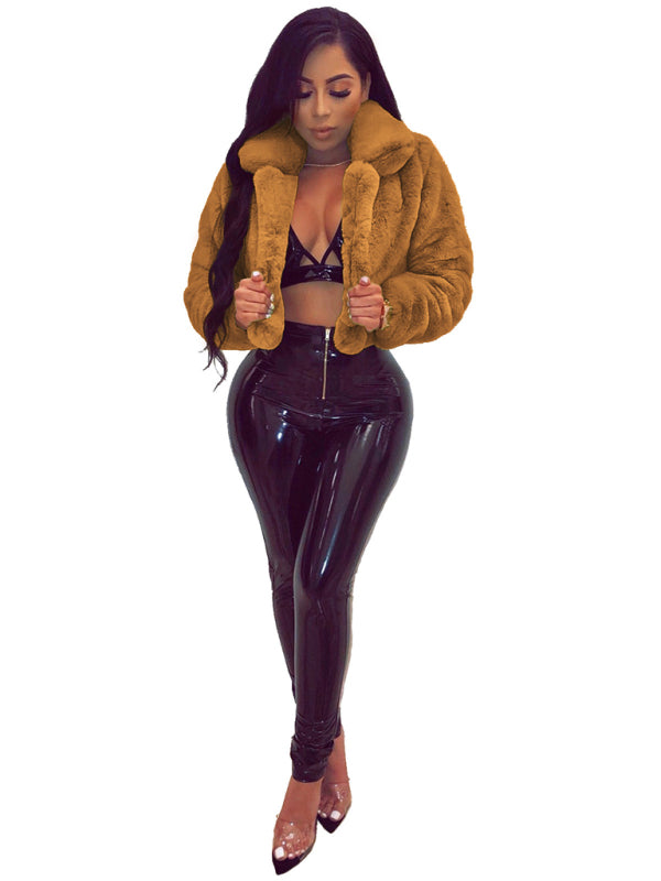 Короткая куртка с лацканами из искусственной кожи – Smiling Maria