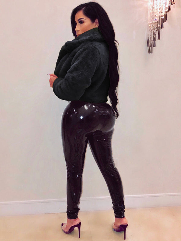 Короткая куртка с лацканами из искусственной кожи – Smiling Maria