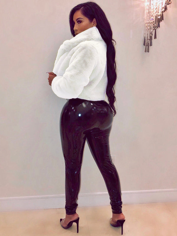 Короткая куртка с лацканами из искусственной кожи – Smiling Maria