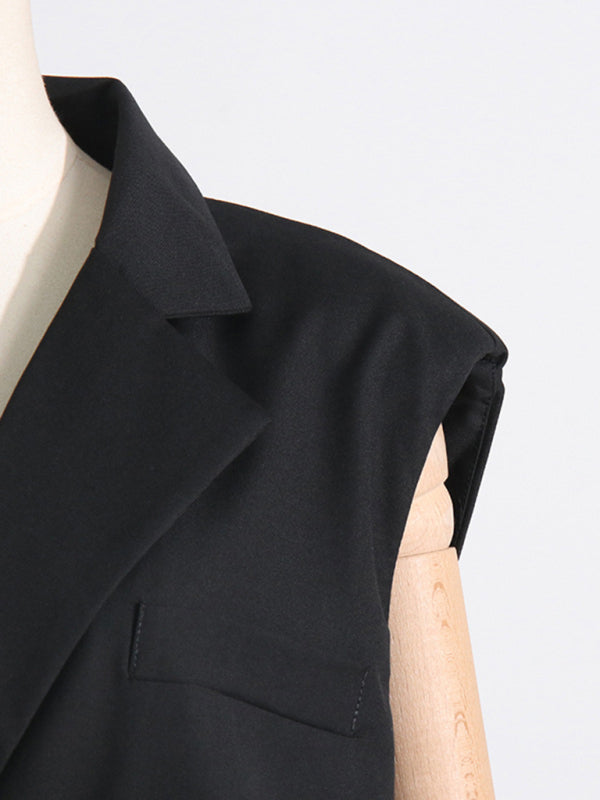 Elegant French-Inspired Sleeveless Backless Dress with Waist Bow Detail