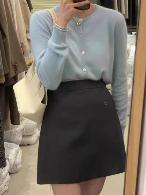 Warstwowy sweter rozpinany z okrągłym dekoltem