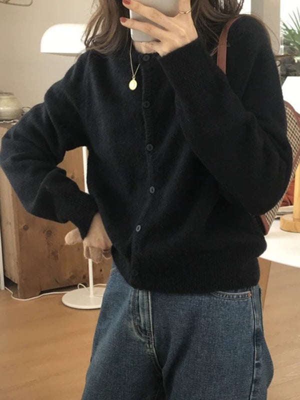 Warstwowy sweter rozpinany z okrągłym dekoltem