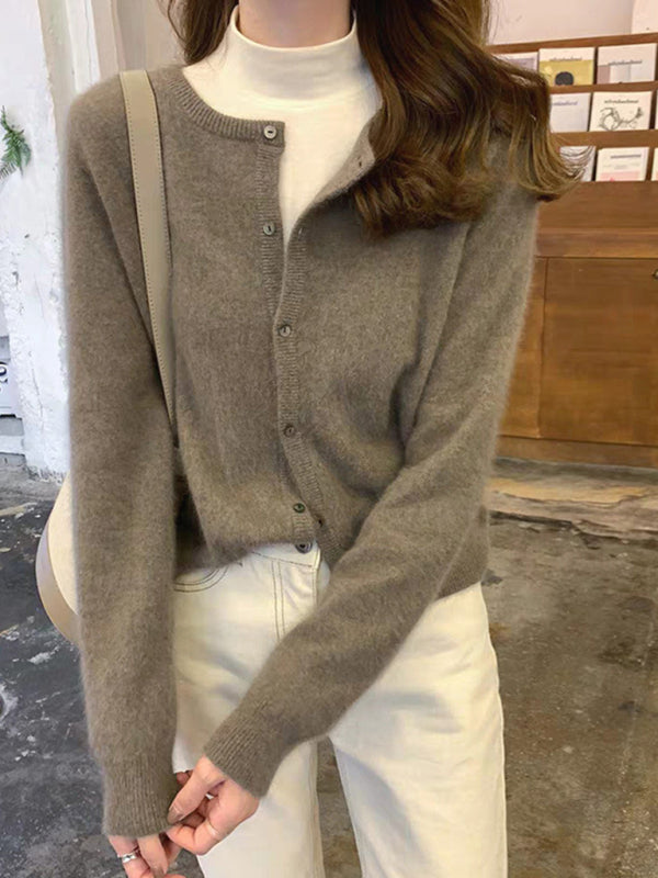 Warstwowy sweter rozpinany z okrągłym dekoltem