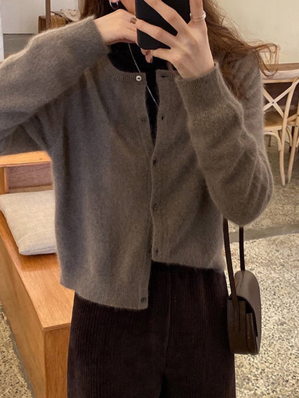 Warstwowy sweter rozpinany z okrągłym dekoltem