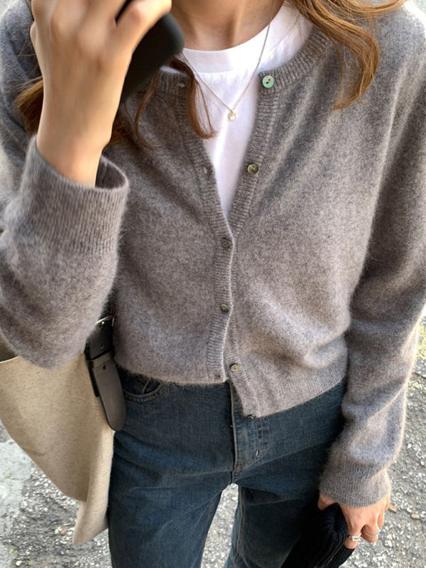 Warstwowy sweter rozpinany z okrągłym dekoltem