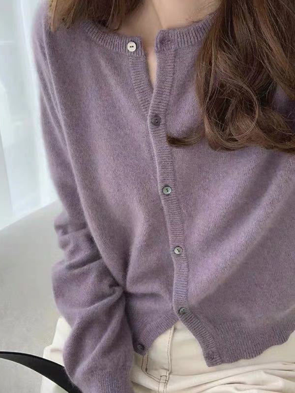 Warstwowy sweter rozpinany z okrągłym dekoltem