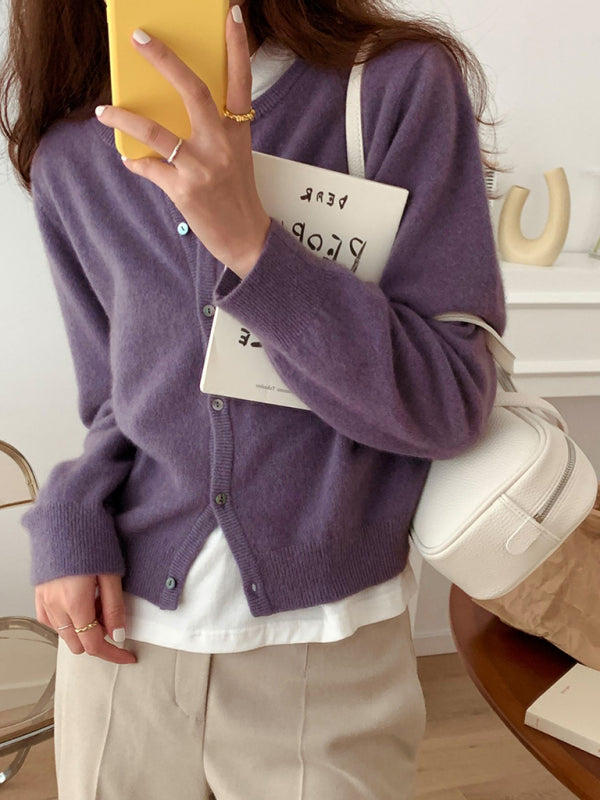 Warstwowy sweter rozpinany z okrągłym dekoltem