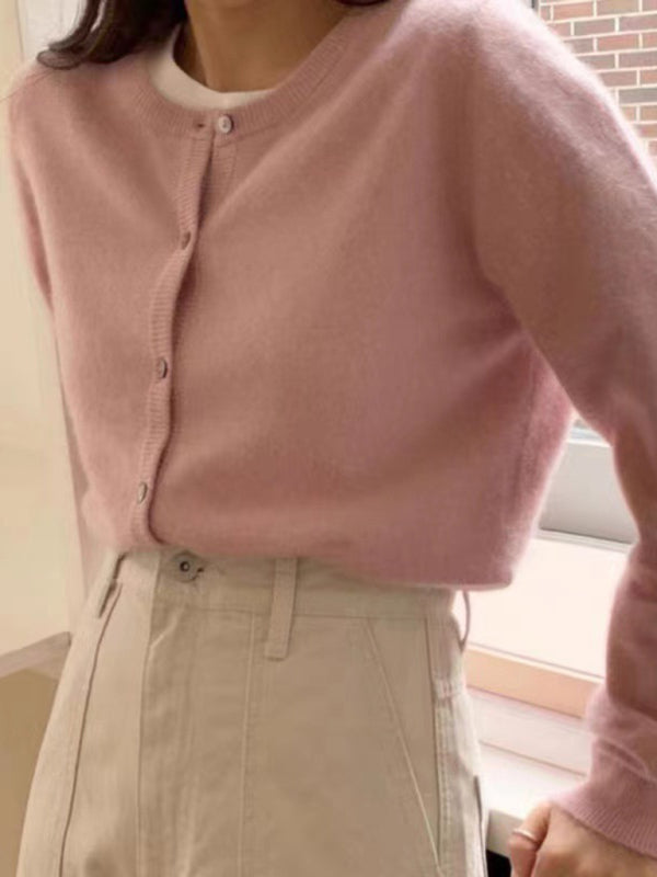 Warstwowy sweter rozpinany z okrągłym dekoltem