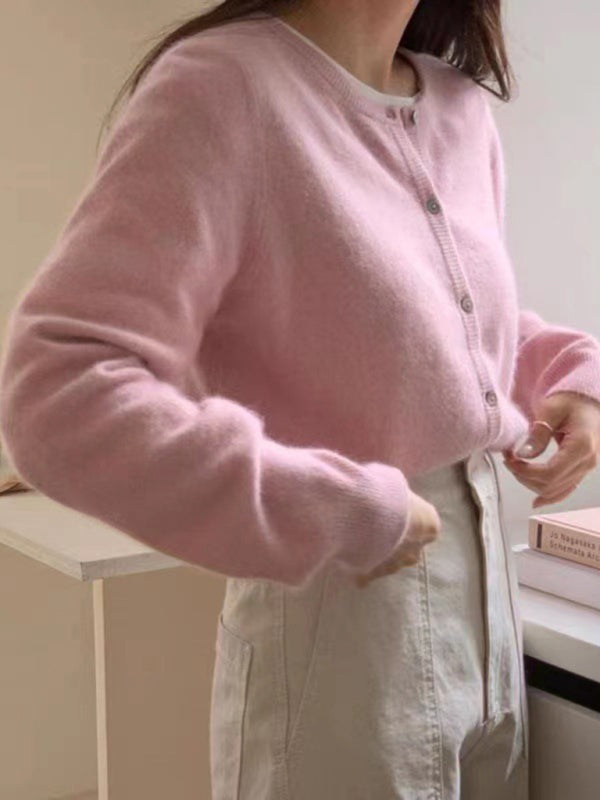 Warstwowy sweter rozpinany z okrągłym dekoltem