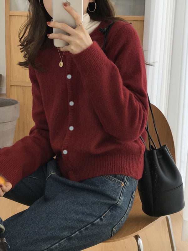 Warstwowy sweter rozpinany z okrągłym dekoltem