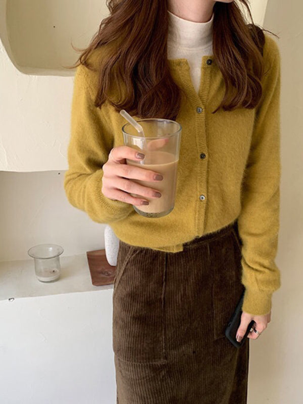 Warstwowy sweter rozpinany z okrągłym dekoltem