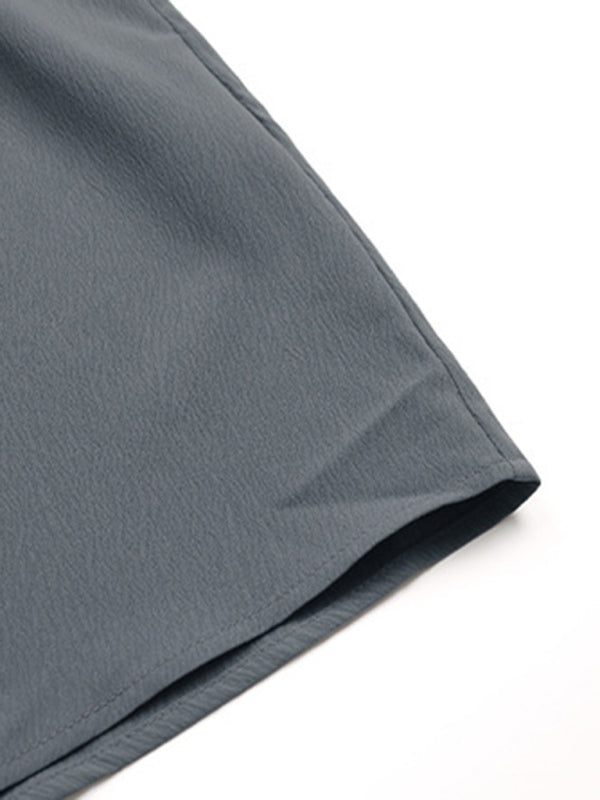 Dunkelgraues Langarm-Hemdkleid mit Knöpfen für Damen – Lockere Passform, Frühling-Sommer-Stil