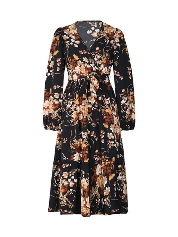 Floral Ruffle Belted Midi Dress
