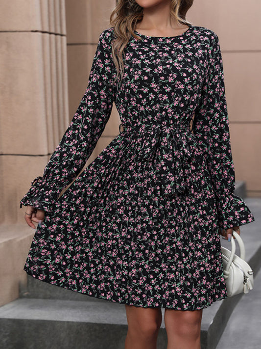 Bohemian Floral Long Sleeve Dress – Lightweight, Flowy & Woven Fit