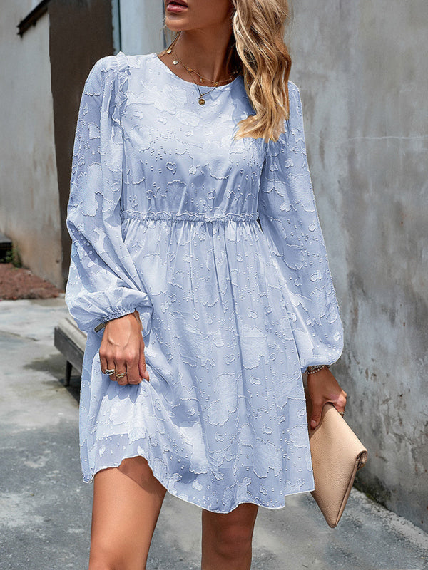Elegant Jacquard Loose Dress – Spring-Summer Woven Fit in 4 Colors
