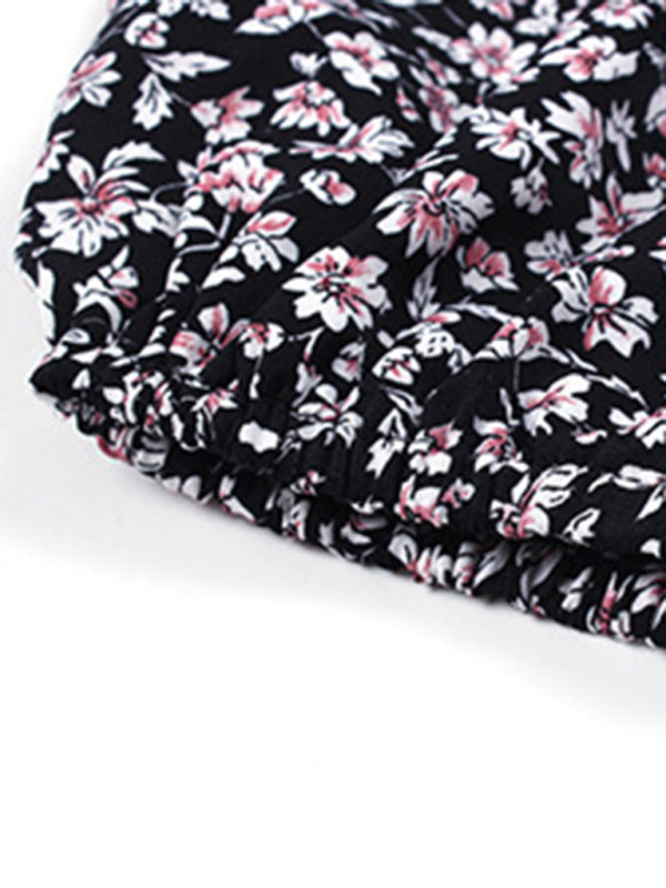 Floral Resort Wrap Midi Dress - Strappy Boho Silhouette With Full Skirt