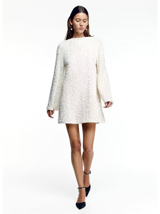 Sequin Long Sleeve Party Dress – Round Neck