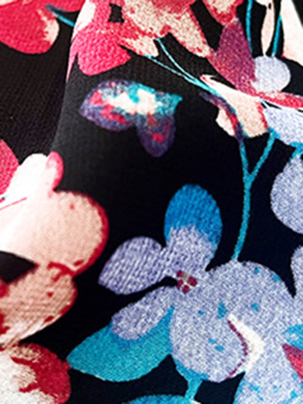 Printed Waist-Cinching Short-Sleeved Dress – Elegant Fit & Spring Style