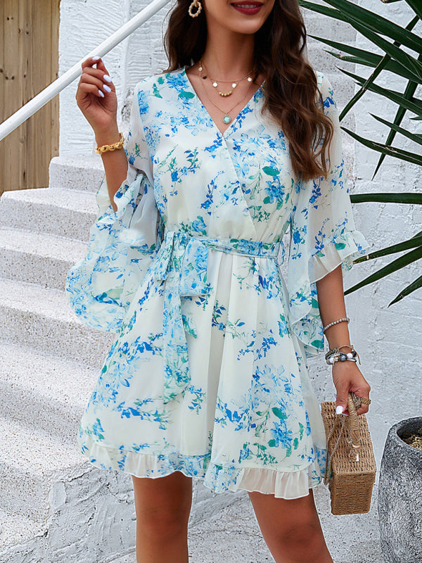 Elegant Printed Strappy Midi Dress – Spring-Summer Style with Woven Polyester
