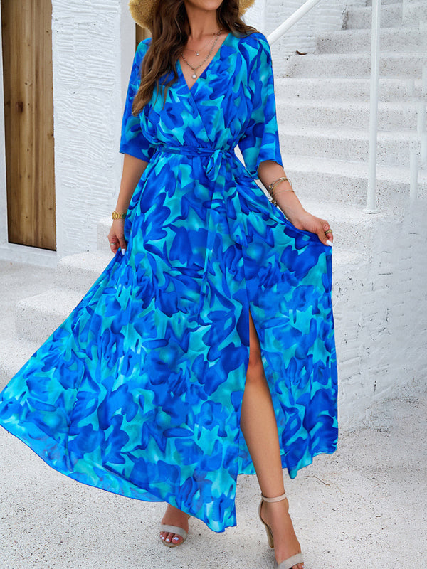 Elegantes Maxikleid mit bedruckter Taille – Boho-Stil für Frühling &amp; Sommer