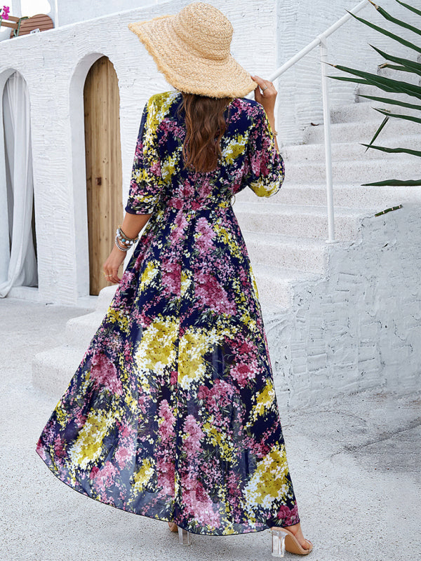 Elegantes Maxikleid mit bedruckter Taille – Boho-Stil für Frühling &amp; Sommer