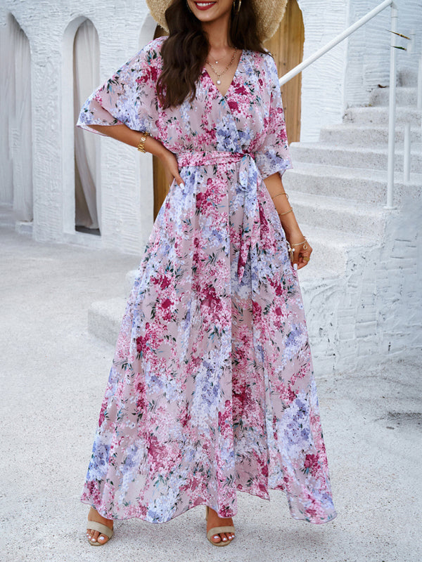 Elegantes Maxikleid mit bedruckter Taille – Boho-Stil für Frühling &amp; Sommer