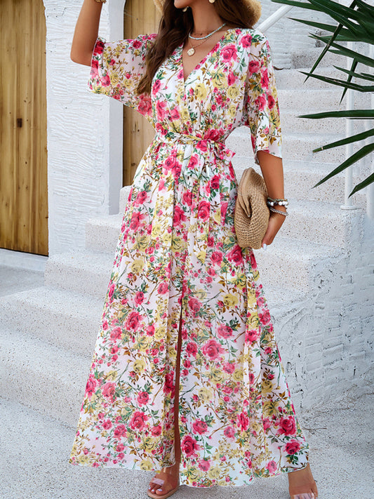 Elegantne trükitud vööga maksikleit – boho stiil kevadeks ja suveks