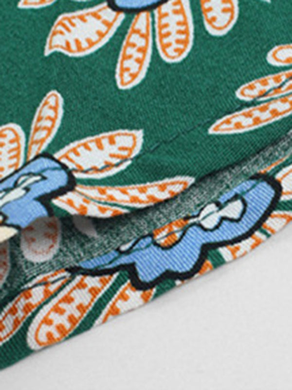 One-Shoulder Bohemian Slit Dress – Spring Summer Woven Print