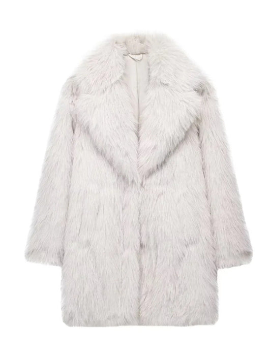 Faux Fur Lapel Coat – Autumn-Winter Essential