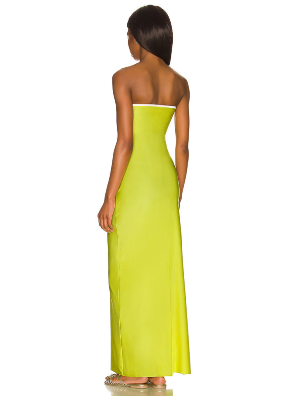 Backless Strapless Maxi Dress – Hollow-Out Design, Sleek Party Silhouette