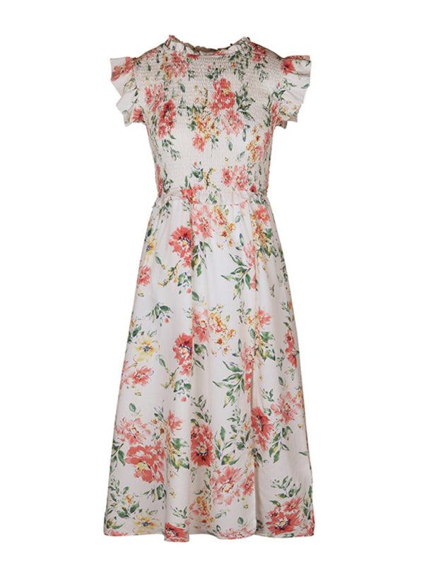 White Floral Ruffled Sleeveless Maxi Dress – Graceful Vacation Style