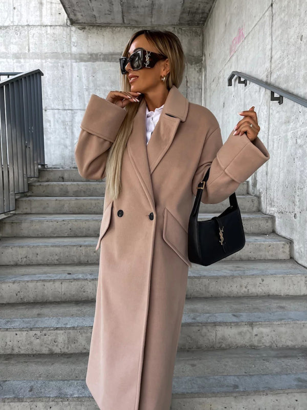 Dubbelgeknoopte jas van wolmix met colbertkraag