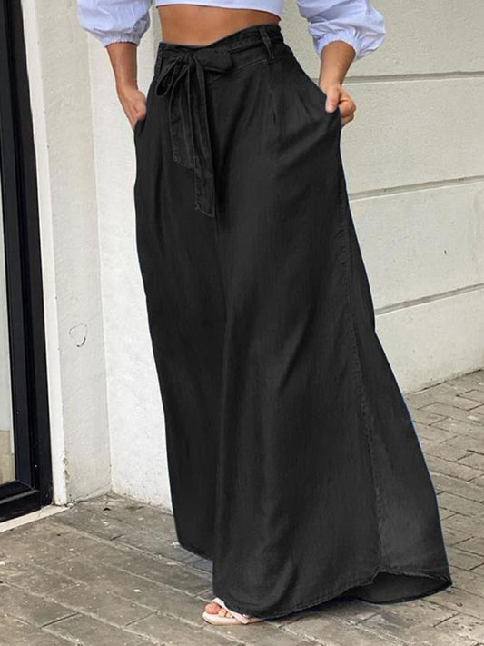 High Waisted Denim Maxi Skirt – Smiling Maria