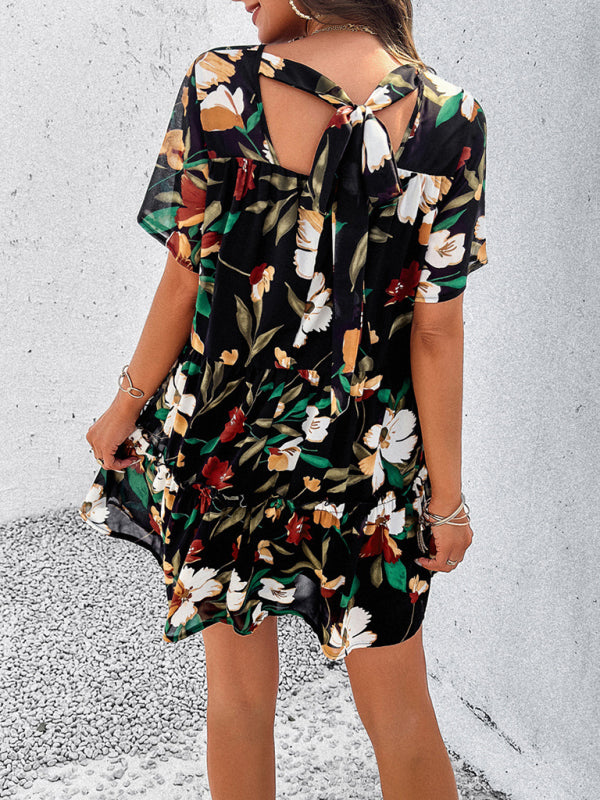 Floral Short-Sleeve Holiday Dress – Lightweight, Romantic Summer Style