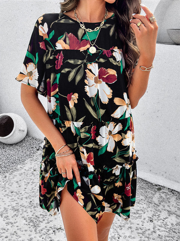 Floral Short-Sleeve Holiday Dress – Lightweight, Romantic Summer Style